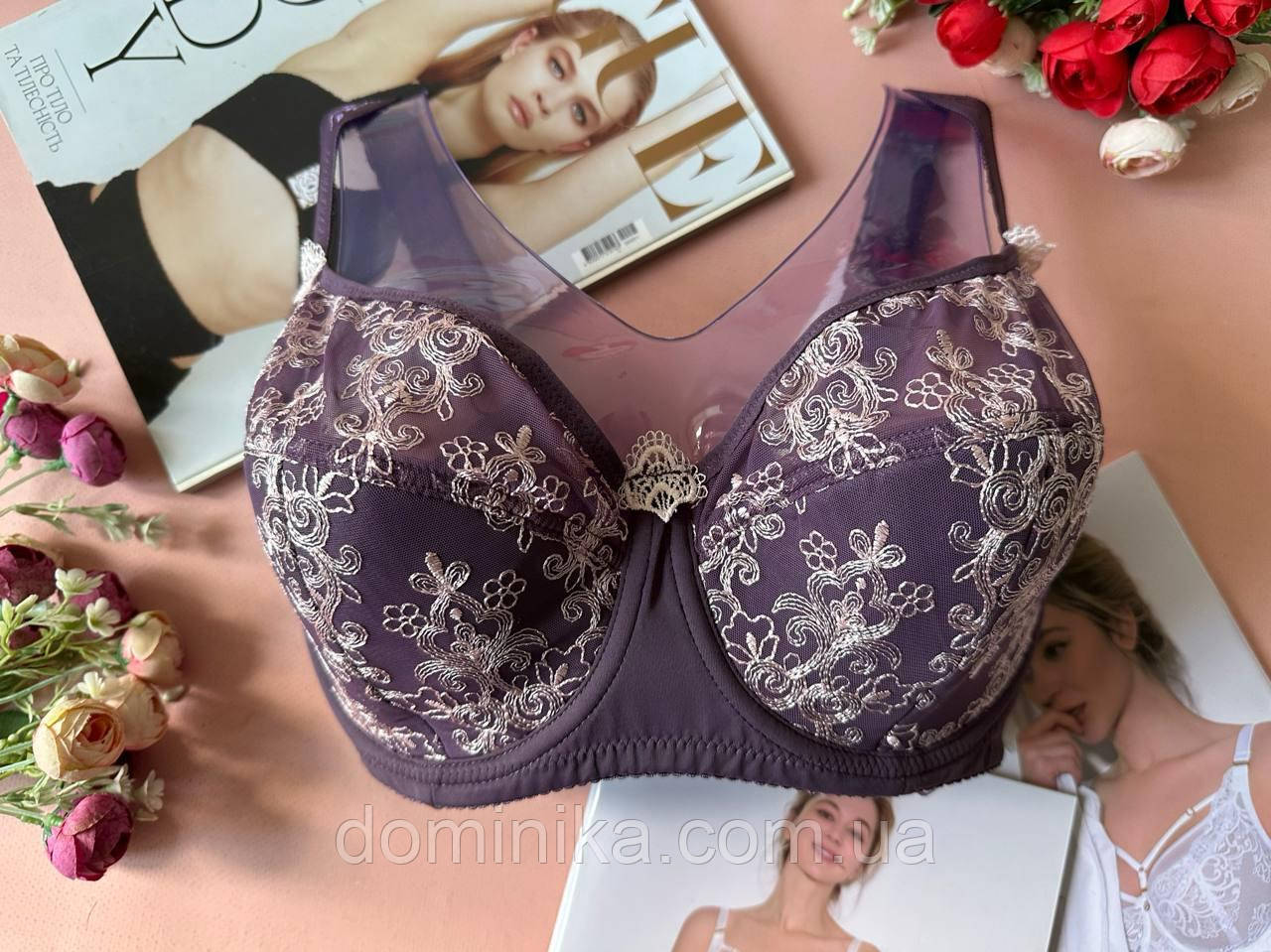 80/85/90/95/100H Бюстгальтер з м’якою чашкою H Finikin — максимальна підтримка та елегантність фіолетовий