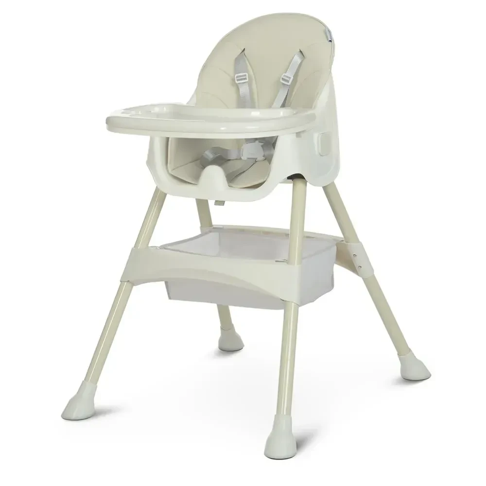 Стільчик для годування Bambi M 4136-2 Beige – складний, зі знімним столиком та 5-точковими ременями безпеки