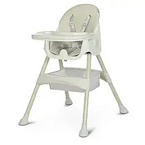 Стільчик для годування Bambi M 4136-2 Beige – складний, зі знімним столиком та 5-точковими ременями безпеки
