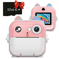 Дитяча камера миттєвого друку 24Мп, Q5 + Подарунок Карта пам'яті 32GB / Камера моментального друку