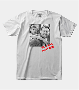 Футболка для тата зі зворушливим принтом "He's the best dad"