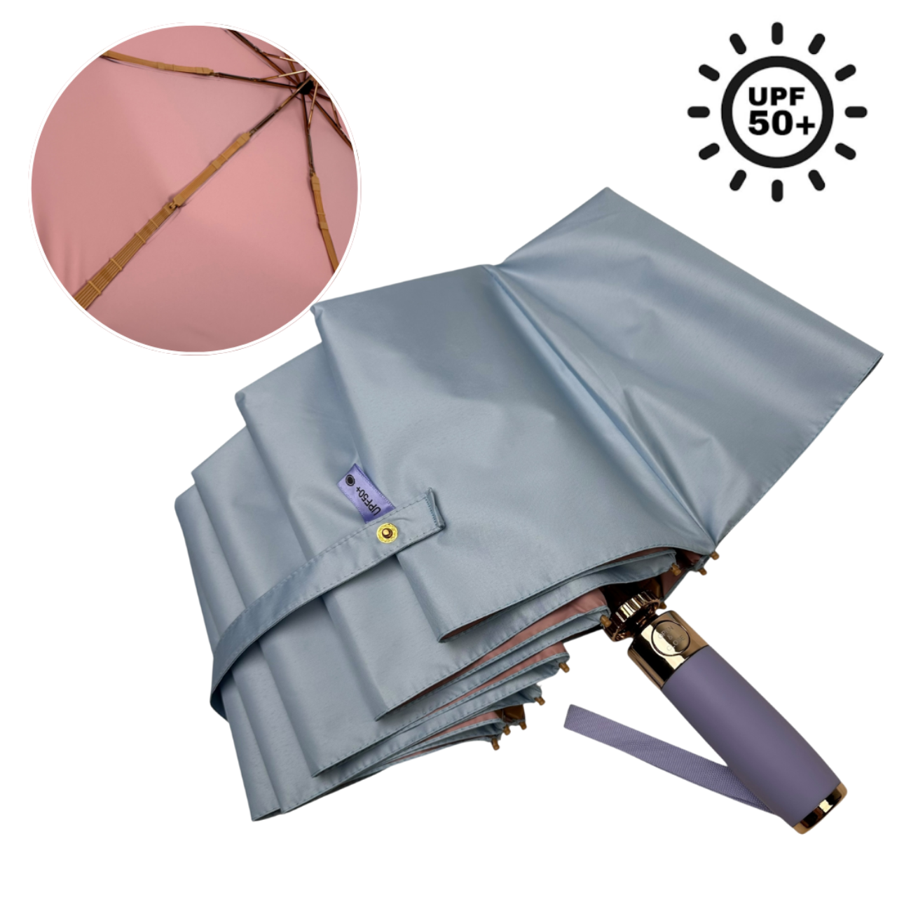 Яскрава жіноча автоматична парасолька на 10 спиць, блакитна ручка, MR 04391-3