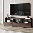 Тумба під телевізор відкрита з 3 висувними ящиками з ламінованого ДСП Довгі тумби під телевізор у вітальню, фото 4
