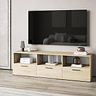 Тумба під телевізор відкрита з 3 висувними ящиками з ламінованого ДСП Довгі тумби під телевізор у вітальню, фото 3