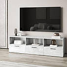 Тумба під телевізор відкрита з 3 висувними ящиками з ламінованого ДСП Довгі тумби під телевізор у вітальню, фото 2