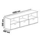 Тумба під телевізор відкрита з 3 висувними ящиками з ламінованого ДСП Довгі тумби під телевізор у вітальню, фото 7