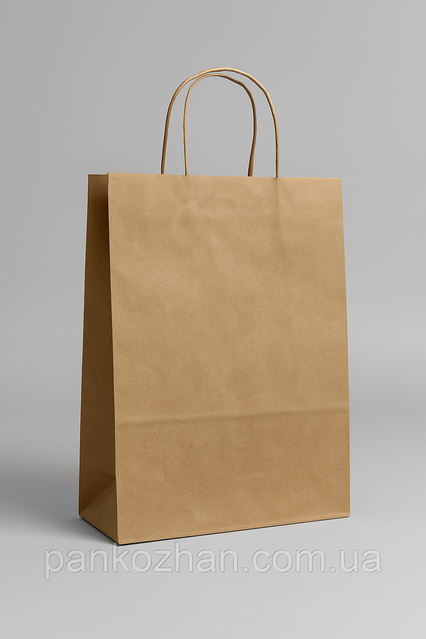 Білий крафт-пакет з принтом, розмір 32*42*15 см, фото 1