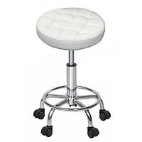 Крісло табурет на колесах без спинки кругле Bonro B-496 біле регульоване 42401025