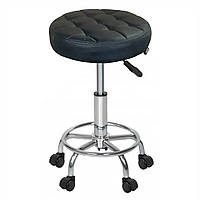 Крісло табурет на колесах без спинки кругле Bonro B-496 чорне регульоване 42401026