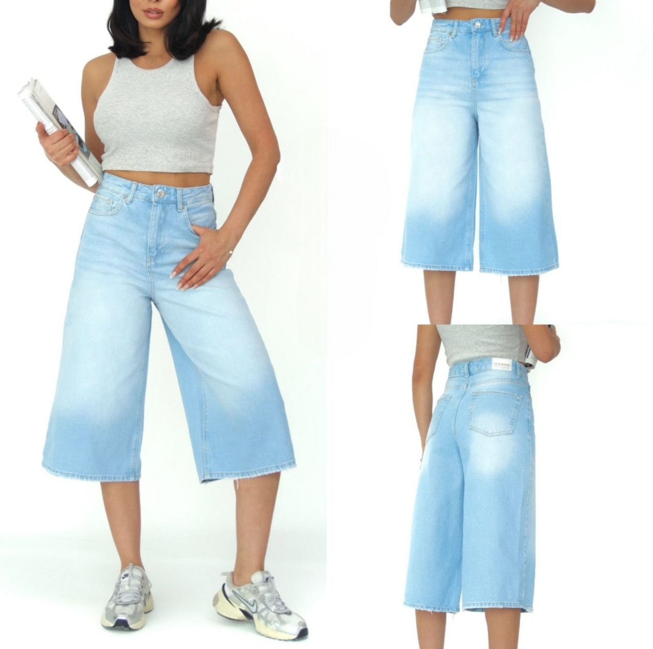 Жіночі блакитні джинсові шорти бермуди, фото 1