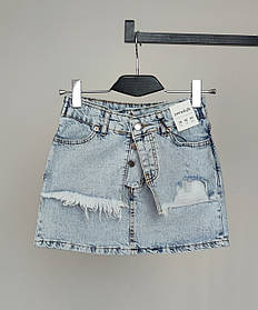 Жіноча джинсова рвана коротка мініспідниця