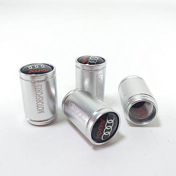 Захисні ковпачки на ніпелі Motosports з логотипом Audi, металеві, 4 шт/уп (KG-12815)