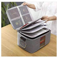 Об'ємний органайзер для документів A4 з кодовим замком 36*27*19 см Світло-сірий