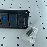 Панель на 6 елементів: 5 клавіш 12/24 ON-OFF із синім підсвічуванням,5 ніжок; гніздо подвійне USB, фото 2