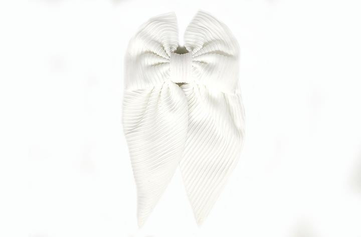 Бант білий гофрований на шпильці для волосся, фото 1