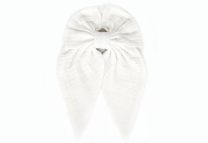 Шпилька для волосся Бант білий мусліновий, фото 1