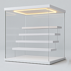Бокс-вітрина Акрил 3 мм прозора з підсвіткою для аксесуарів з дверцятами 320х300 Білий (код: B320300LO )