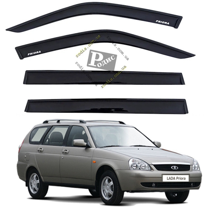 Дефлектори вікон "AV-Tuning" — вітровики ВАЗ 2171 Приора універсал (на скотчі) клейкі, фото 1