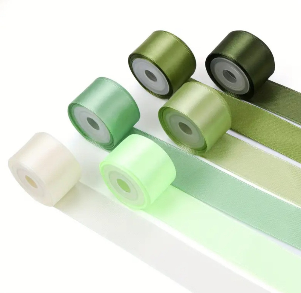 Набір декоративних атласних стрічок із 6 кольорів по 4,5 м, фото 1