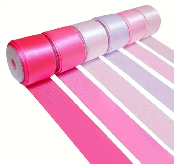 Набір декоративних атласних стрічок із 6 кольорів по 4,5 м, фото 1