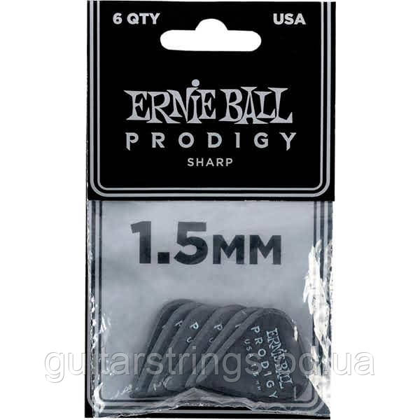 Медиаторы Ernie Ball 9335 Prodigy Delrin Black Sharp 1.50 mm 6pcs, фото 1
