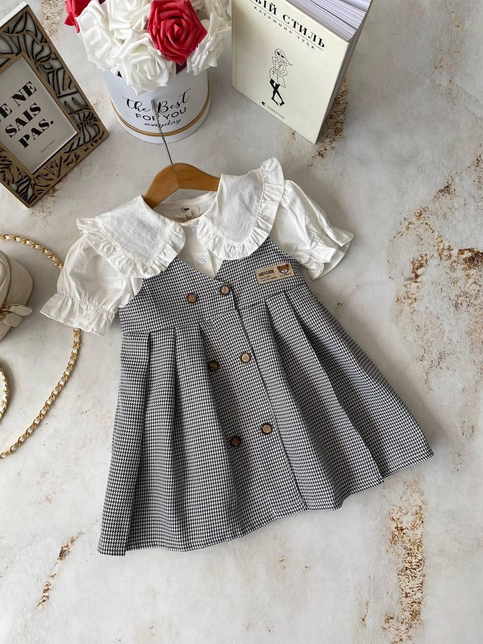 Комплект 2-а блузка та сарафан Сірий 2332, 62, Smile, Сірий, Для дівчаток, Літо, 98, фото 1