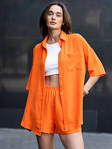 Костюм жіночий (сорочка, шорти) - Помаранчевий
