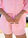 Костюм жіночий (сорочка, шорти) - Рожевий, фото 5
