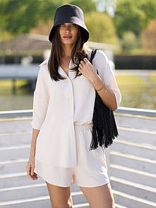 Костюм жіночий (сорочка, шорти) - Бежевий