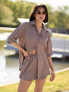 Костюм жіночий (сорочка, шорти) - Тауп