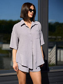 Костюм жіночий (сорочка, шорти) - Сірий