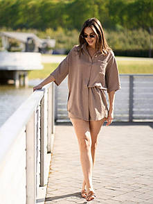 Костюм жіночий (сорочка, шорти) - Капучино