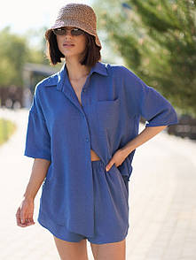 Костюм жіночий (сорочка, шорти) - Синій