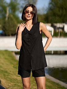 Костюм жіночий (жилетка, шорти) - Чорний
