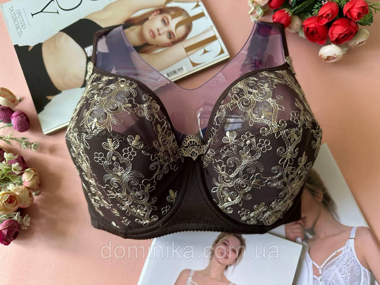 80/85/90H Бюстгальтер з м’якою чашкою H Finikin — максимальна підтримка та елегантність коричневий