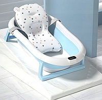 Ванночка для купання для хлопчика з термометром та подушкою Блакитна