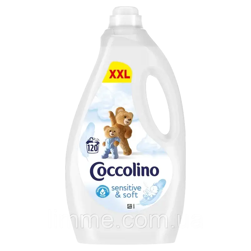 Концентрат-ополіскувач для білизни Coccolino Sensitive & Soft, 120 прань, 3000 мл.