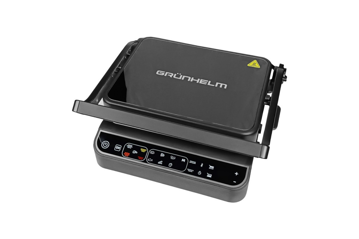 Потужний двосторонній притискний гриль GRUNHELM G2203 контактний гриль з LED дисплеєм
