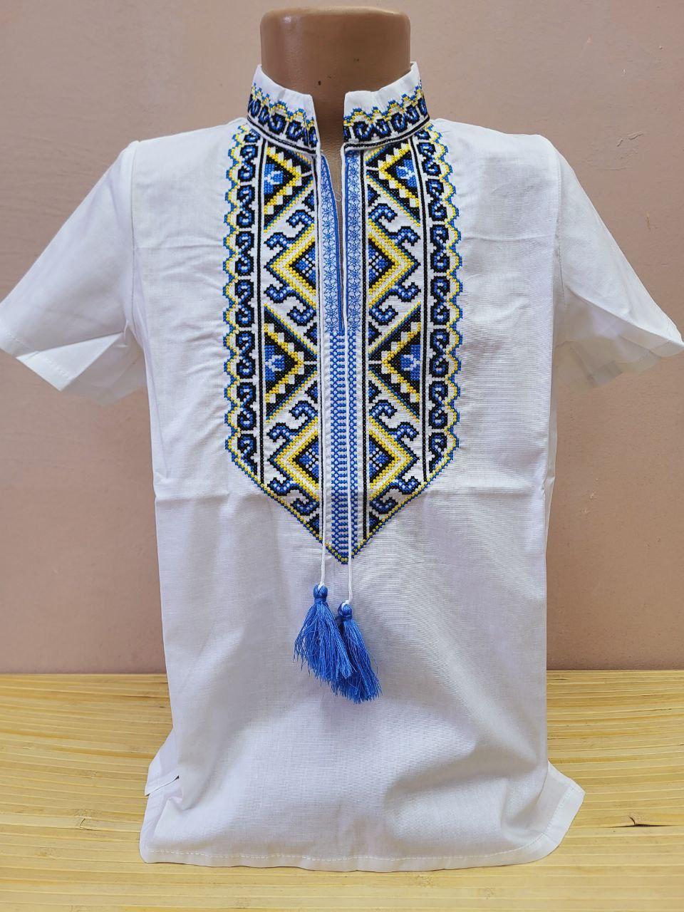 Вишиванка з коротким рукавом для хлопчиків р.140/158; Гурт. Україна, фото 1