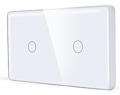 Подвійний вимикач з WiFi + BLE 1DAL | (1+1 сенсор) Біле Скло, З нулем (G157D-SW1GX2.WF.WT)