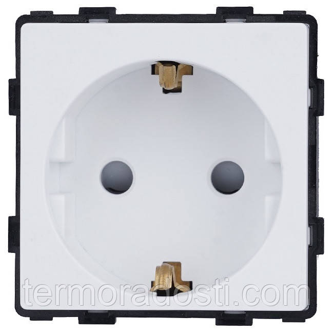 Механізм розетки 1DAL | Білий, З/К + Шторки (86-M1F-WT), фото 1