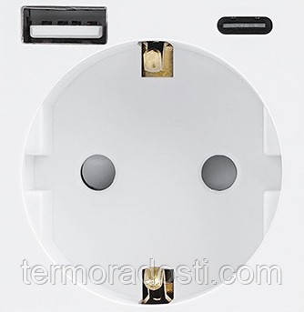 Механізм розетки 1DAL | Білий, USB + Type-C (86-1E&AC2.4-WT)