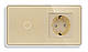 Сенсорний вимикач (1кл.) + Розетка с З/К 1DAL | Золото, Скляна панель (G157D-SW1G-ST.GD), фото 2