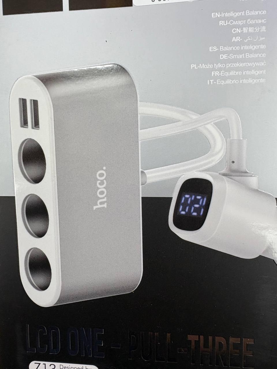 Авто Зарядний Пристрій Hoco Z13 Blue LCD, фото 1