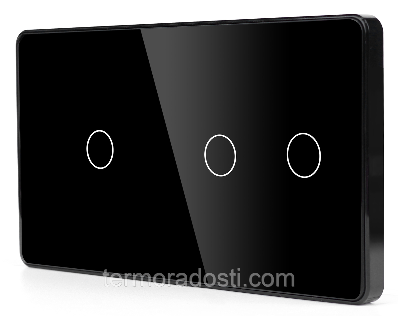 Вимикач сенсорний 2 пости 1DAL | (1+2 сенсори) Чорний Скло, Без Нейтралі (G157D-SW1G2G.SL.BL), фото 1