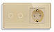 Сенсорний вимикач (2кл.) + Розетка з З/К 1DAL | Золото, Без Нейтралі (G157D-SW2G.SL-ST.GD), фото 2