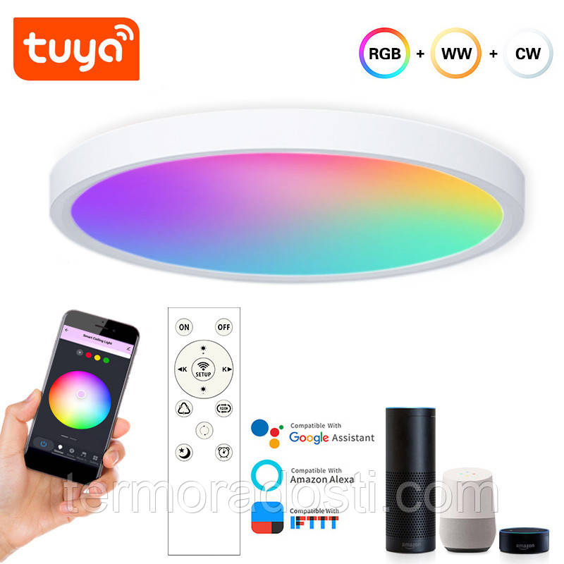 Розумний стельовий світильник 1DAL | Wi-Fi + BLE пульт, RGBCW, 24W (SLP24W), фото 1