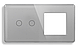 Сенсорний вимикач (2кл.) + Розетка з кришкою 1DAL | Сірий Скло (G157D-SW2G-STCR.GR), фото 2