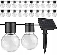 Гірлянда на сонячній батареї 20 лампочок, тепле світло для дому, вулиці, терас SuperLED Soli, фото 4