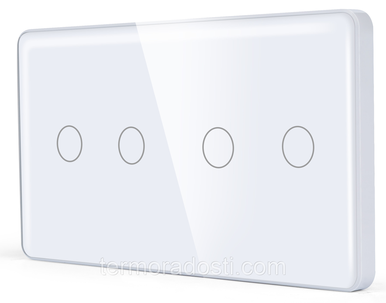 Подвійний вимикач сенсорний 1DAL | (2+2 сенсор) Білий Скло, З нейтралью (G157D-SW2GX2.WT), фото 1